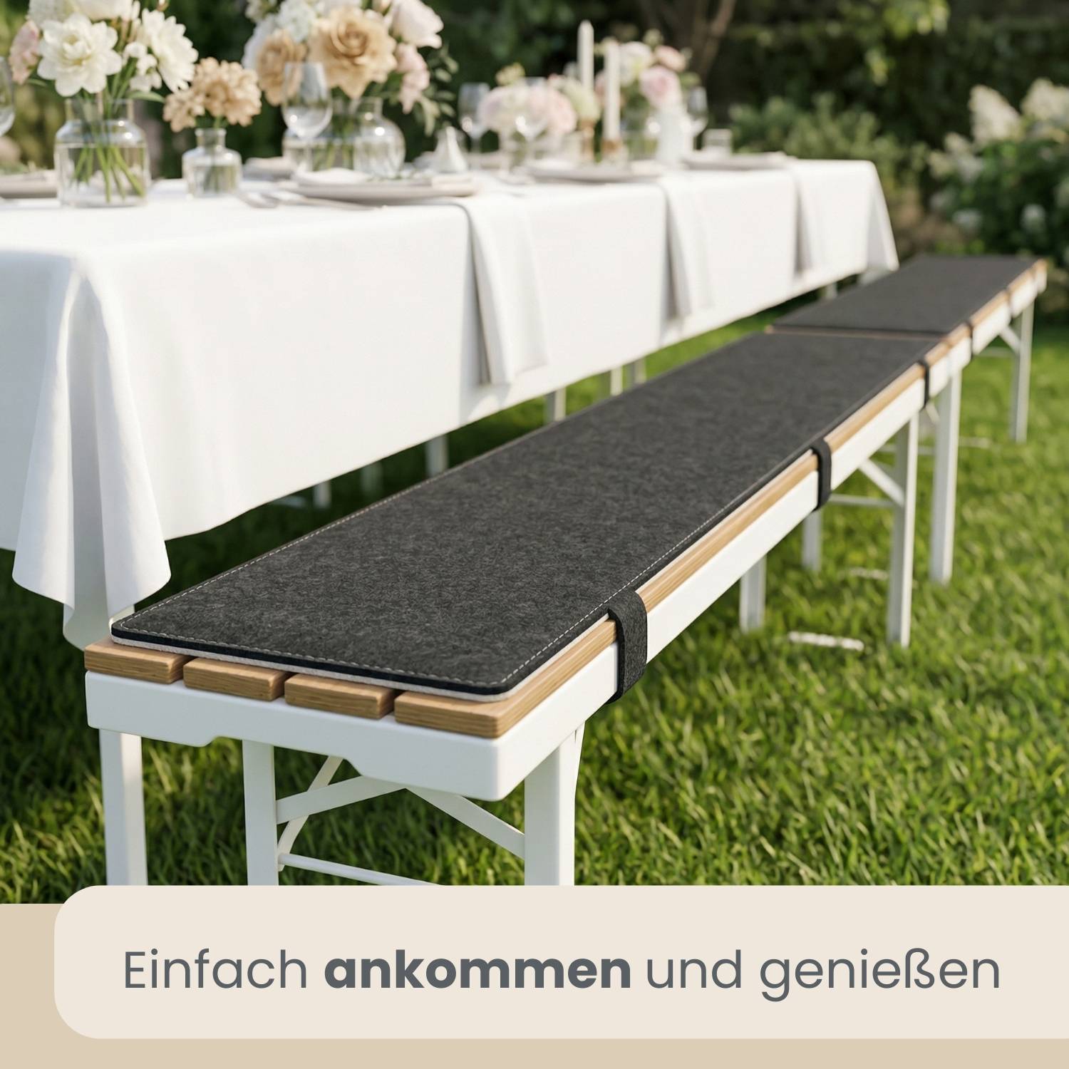 2er Set Bierbankauflage Filz 220x25cm - 8mm Sitzkissen Wendbar Garten Festzelt