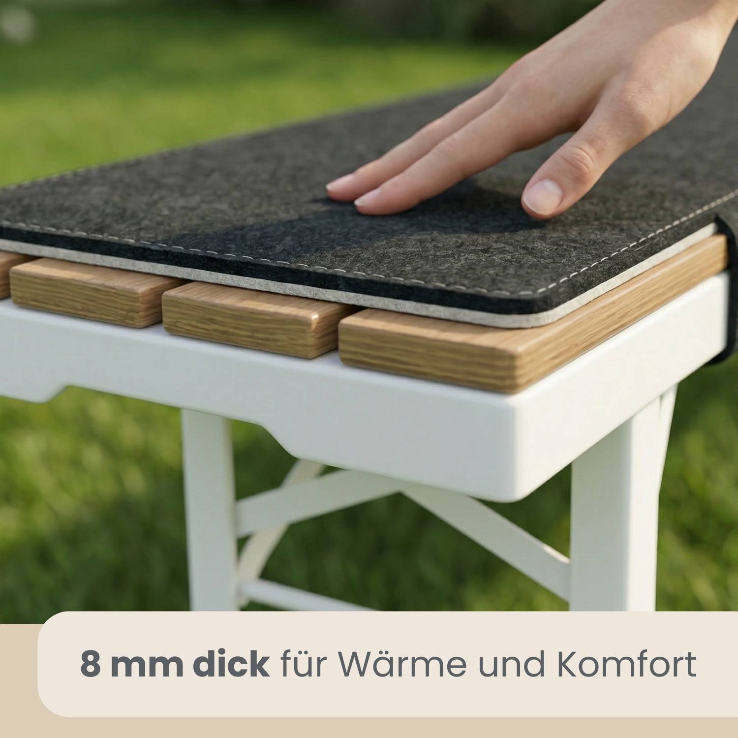 2er Set Bierbankauflage Filz 180x28cm - 8mm Sitzkissen Wendbar Garten Festzelt