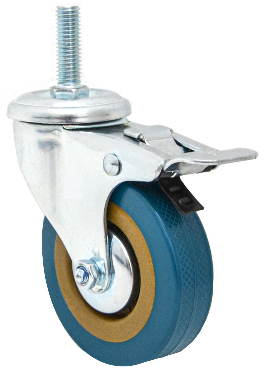 1 Stück Schwerlast Möbelrolle mit Bremse - M10 Rolle 75mm Lenkrolle mit Gewinde