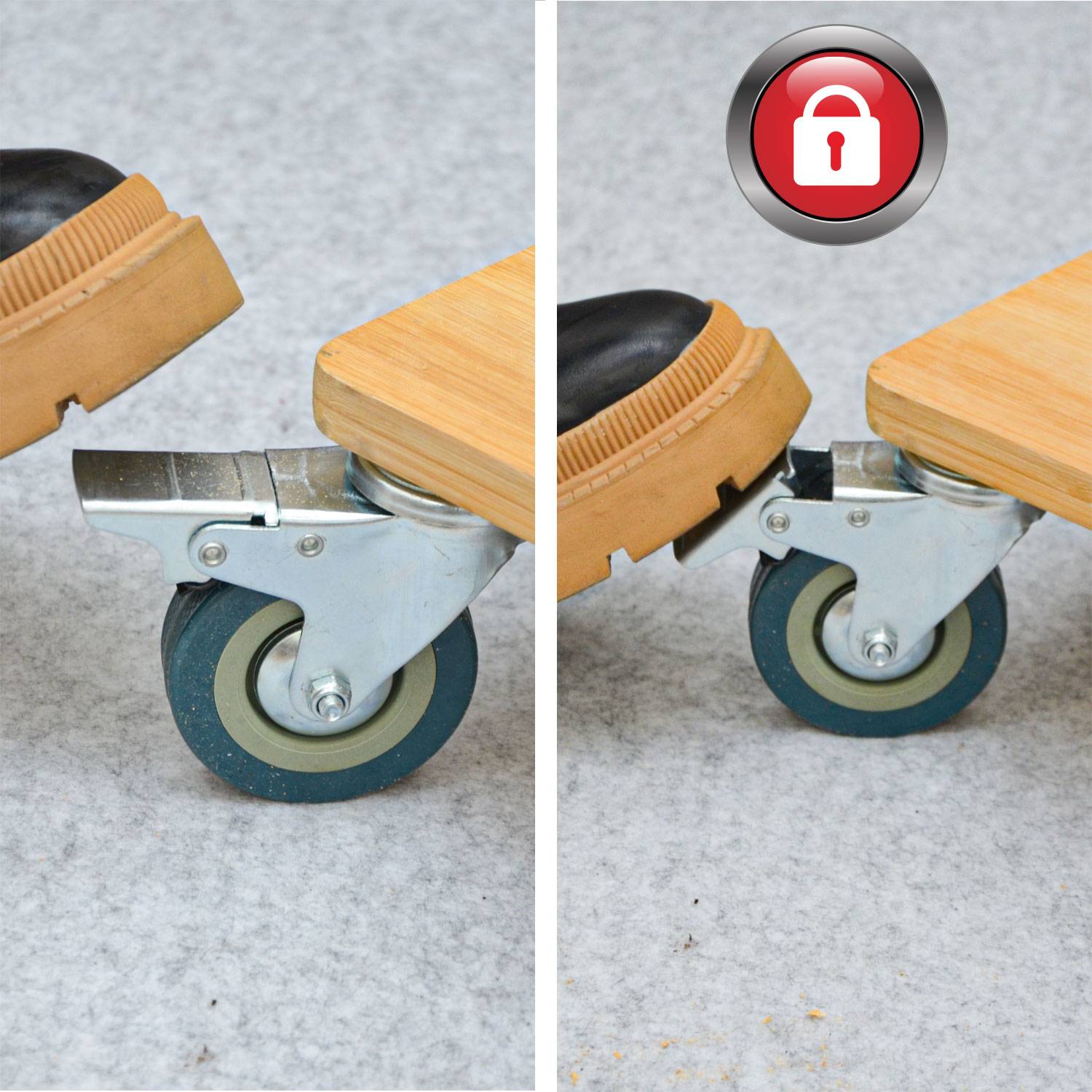 1 Stück Schwerlast Möbelrolle mit Bremse M10 - 75mm Lenkrolle Anschraubplatte