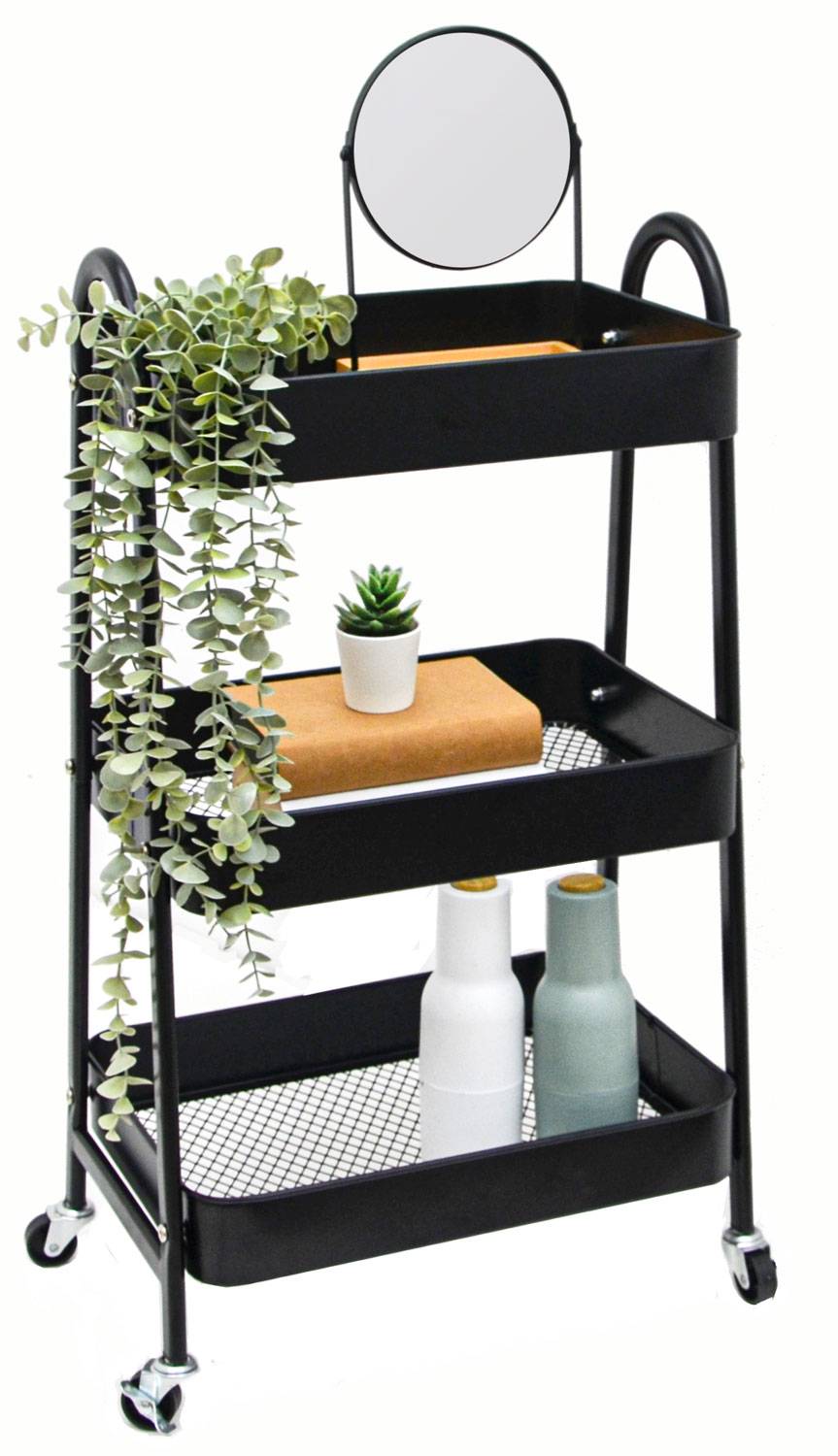 Rollwagen Metall 42x30x77 Servierwagen mit Rollen Küchenwagen Rollregal Badregal