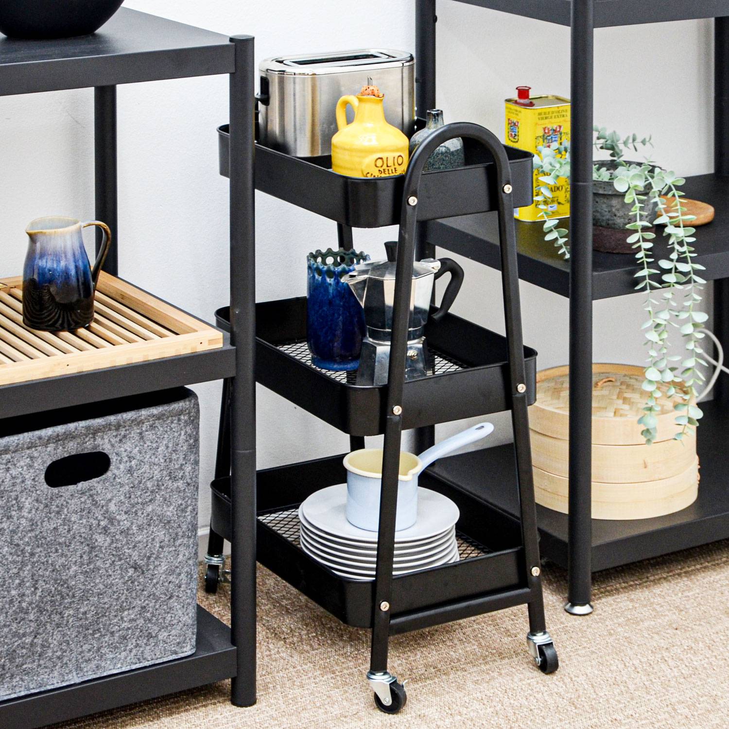 Rollwagen Metall 42x30x77 Servierwagen mit Rollen Küchenwagen Rollregal Badregal