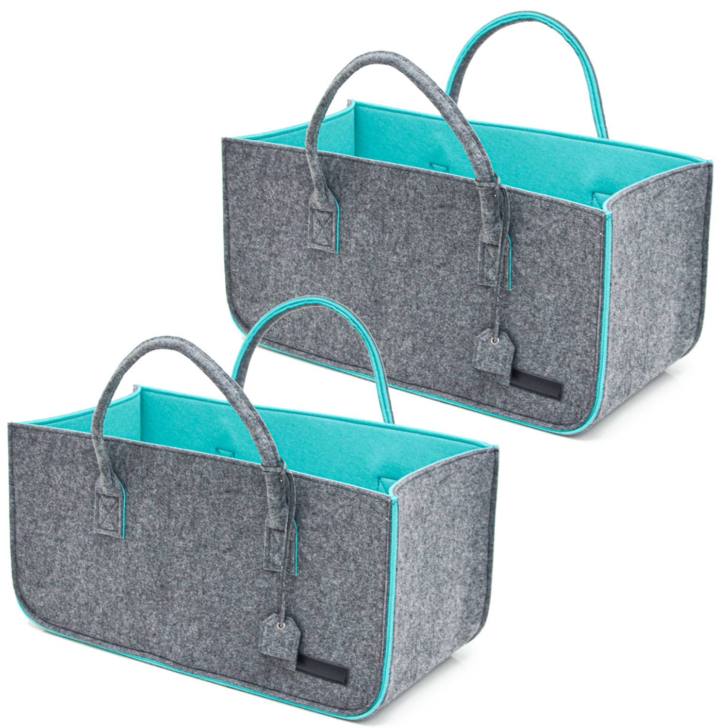 2er Set Filztasche bis 25kg - 50x25x25 Filz Shopper Einkaufstasche Kaminholzkorb