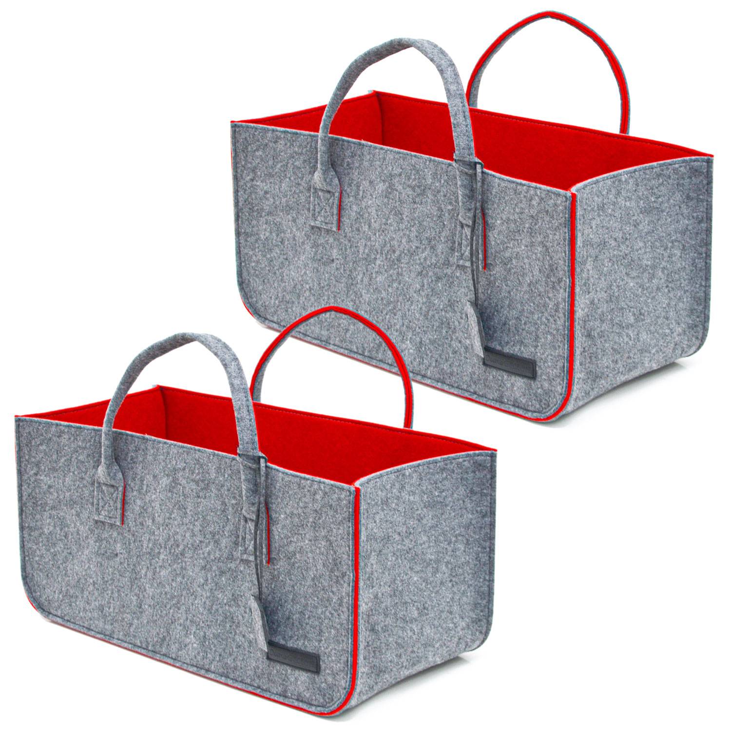 2er Set Filztasche bis 25kg - 50x25x25 Filz Shopper Einkaufstasche Kaminholzkorb