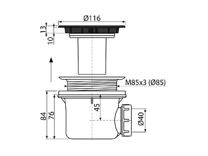 alcadrain Duschwannen Ablaufgarnitur 49 Antic / Bronze