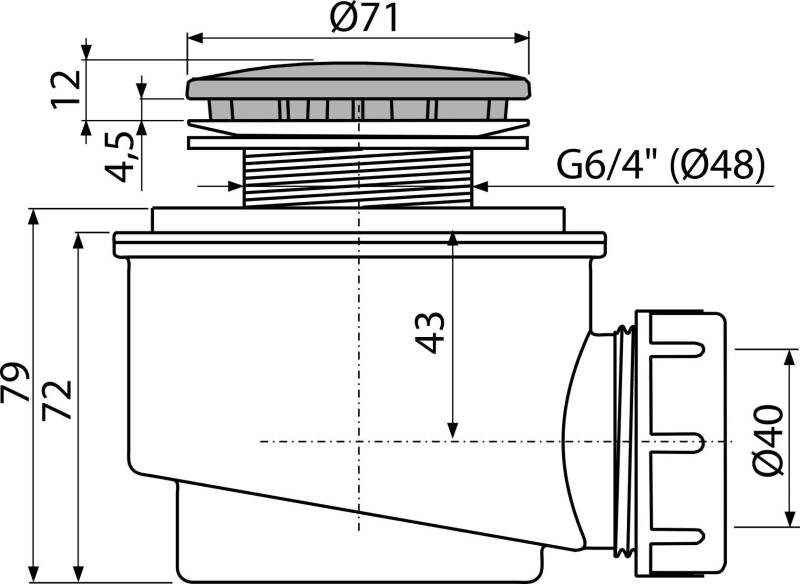 alcadrain Duschwannen Ablaufgarnitur D50 chrom