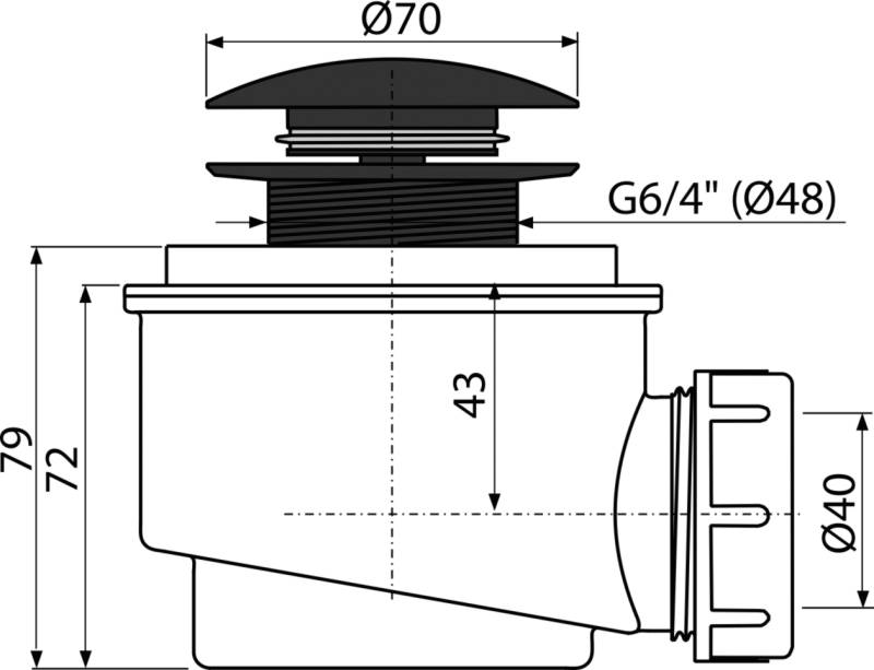 alcadrain Duschwannen Ablaufgarnitur A465BLACK-50