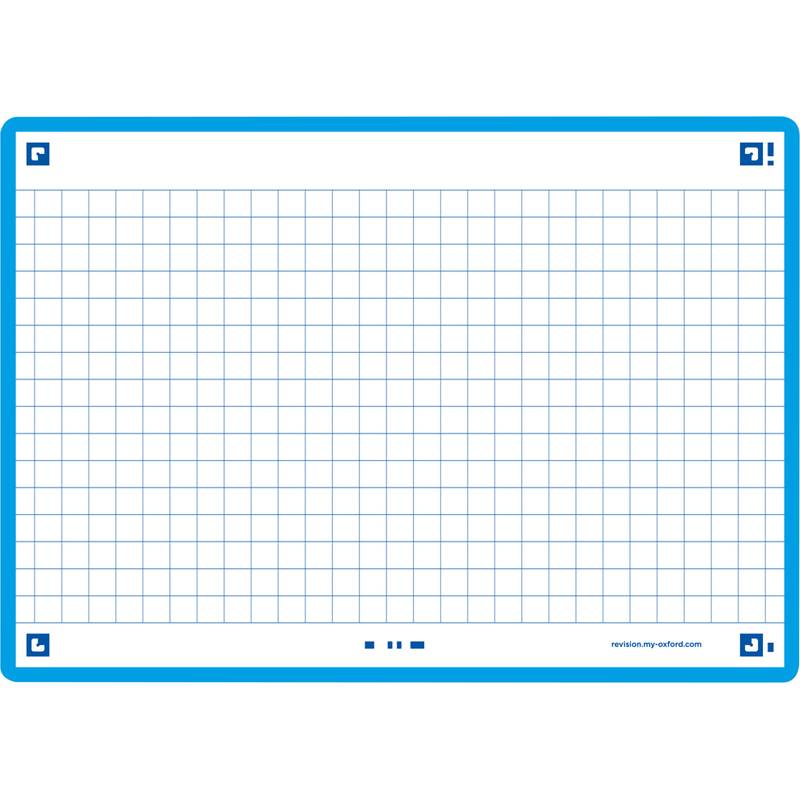 Kariertes Whiteboard mit blauem Rand, zum Schreiben oder Zeichnen.