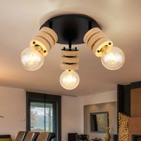 Deckenlampe Deckenleuchte Spotleuchte Holzlampe Holzleuchte, Spots beweglich 3 Flammig, Metall schwarz Holz natur, E27 Fassungen, DxH 28x17,5cm Deckenlampe Deckenleuchte Spotleuchte Holzlampe Holzleuchte, Spots beweglich 3 Flammig, Metall schwarz Holz natur, E27 Fassungen, DxH 28x17,5cm