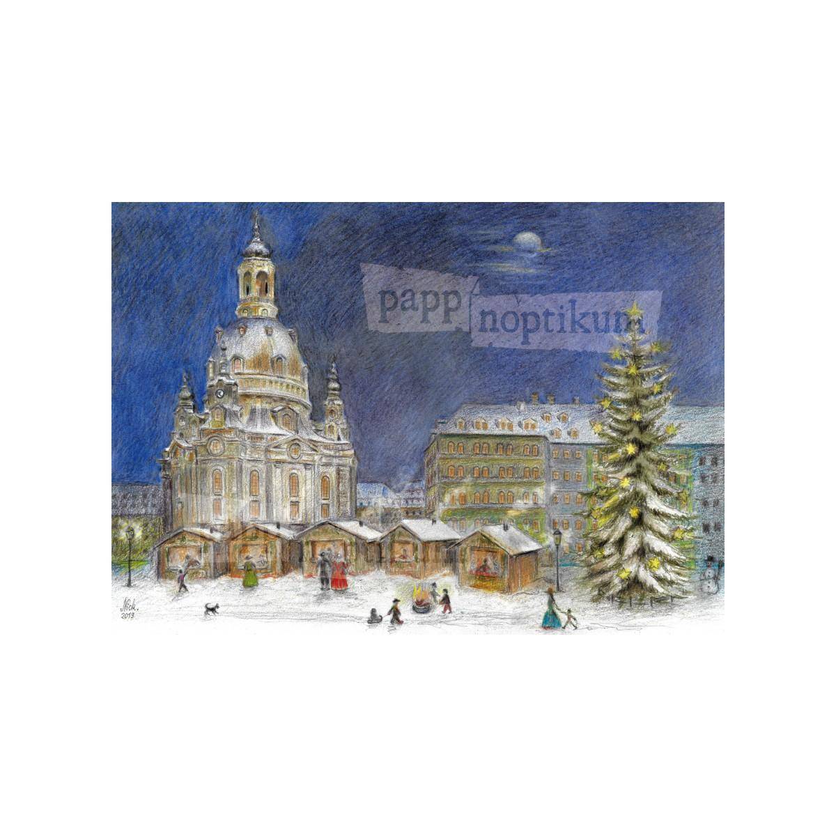 1009 - Dresden - Weihnachtsmarkt Frauenkirche (Klappkarte)