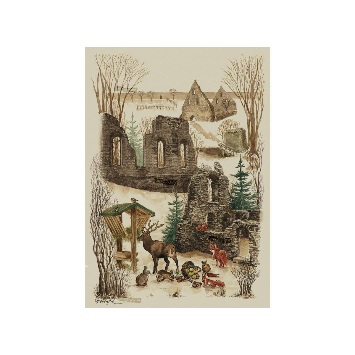 1072 - Graspapier-Postkarte Klosterruine Altzella