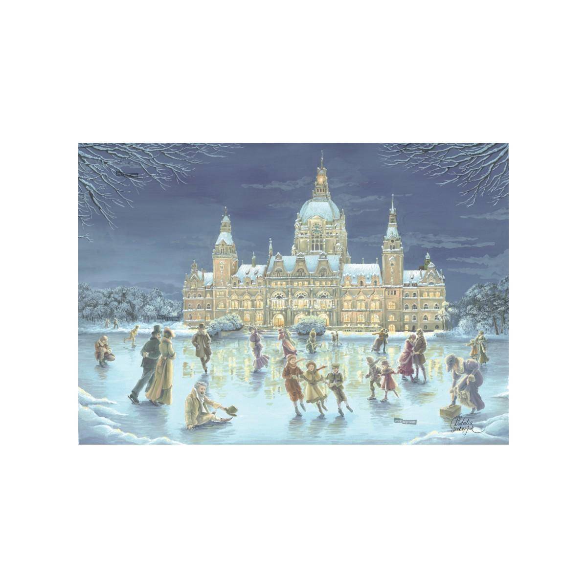1084 - Hannover - Eislaufen auf dem Maschsee (Klappkarte)