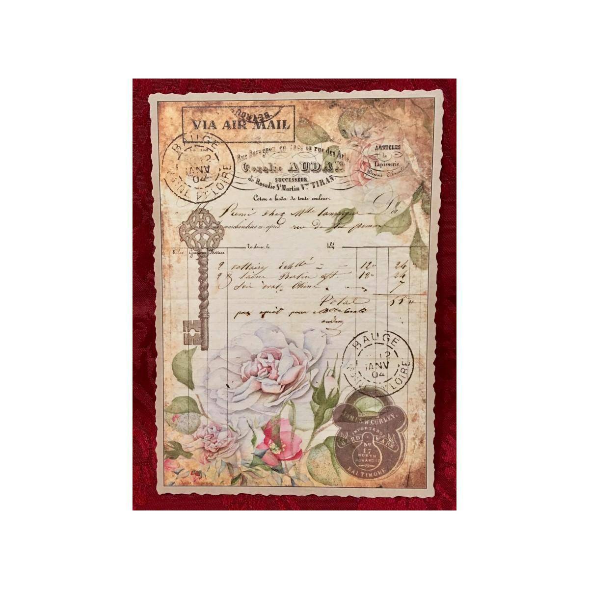 5029 - Postkarte Vintage Schlüssel (mit Glimmer)