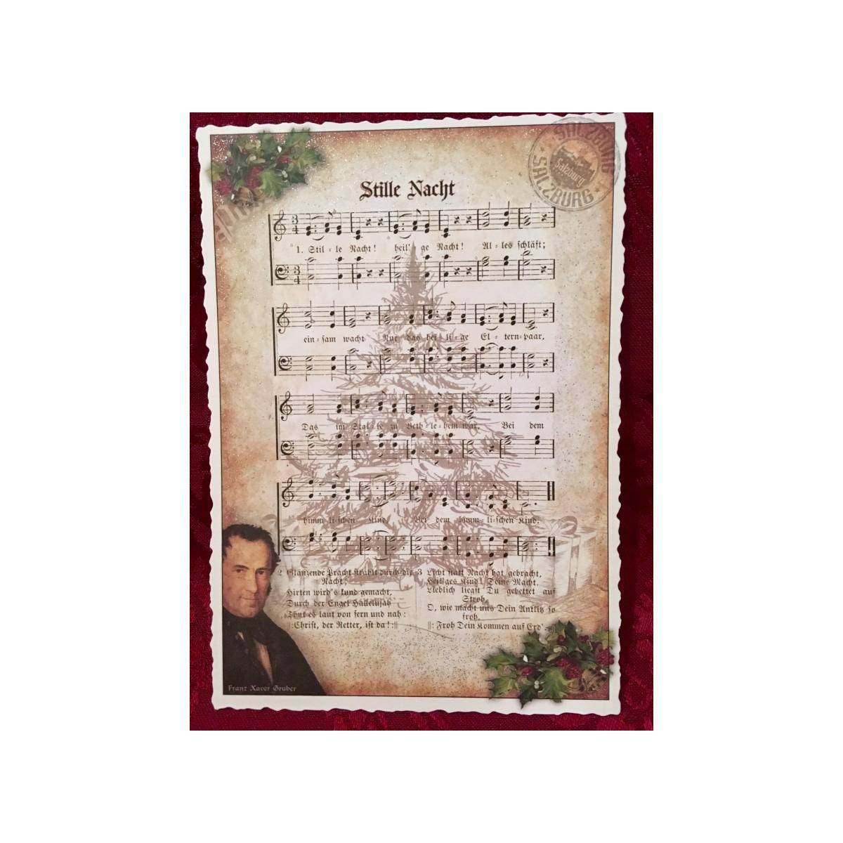 5033 - Postkarte Christmas Stille Nacht (mit Glimmer)