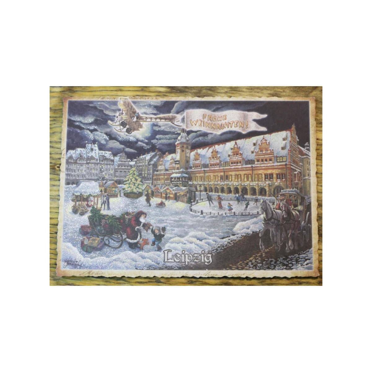 5035 - Postkarte Weihnachtsmarkt (mit Glimmer)