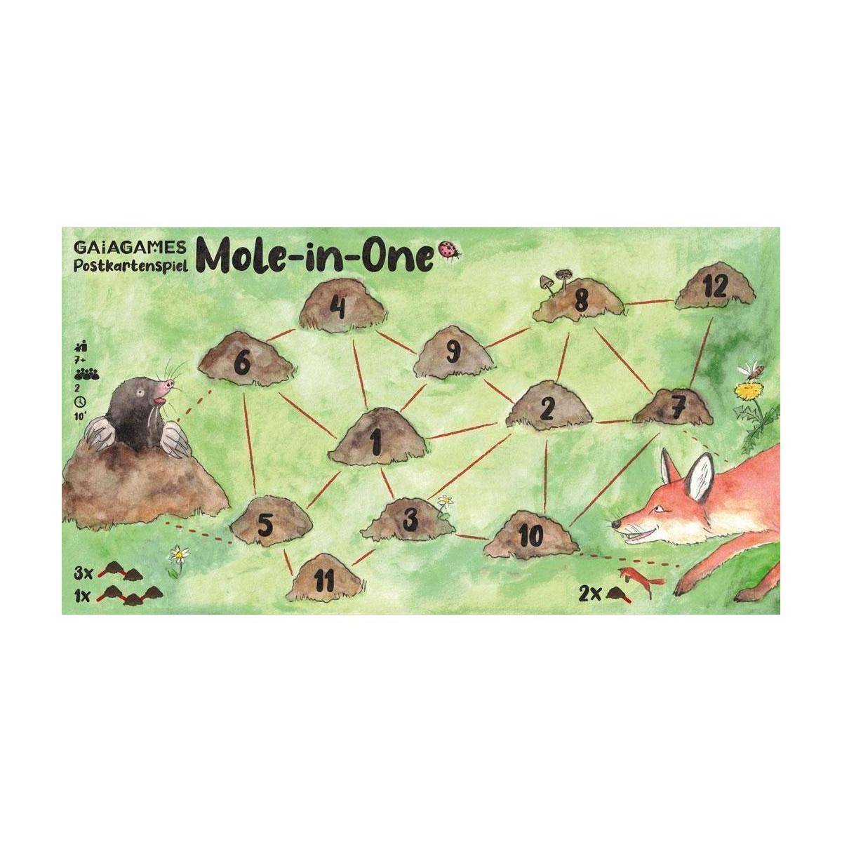 MOLE IN ONE - Postkartenspiel - Mole-in-one, für 2 Spieler, ab 7 Jahren (DE-Ausgabe)