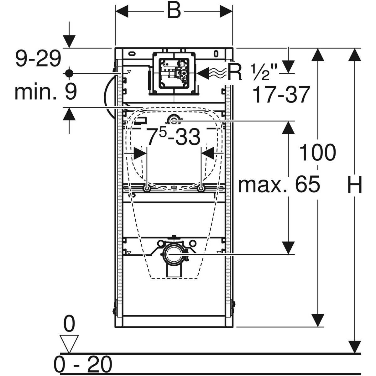 Geberit GIS Urinal-Element Universal Neu Bauhöhe 1140 mm