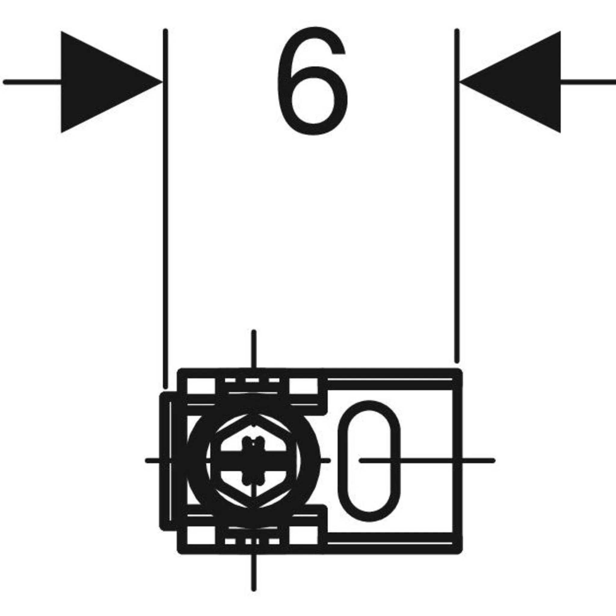 Technische Skizze mit Abmessung „6