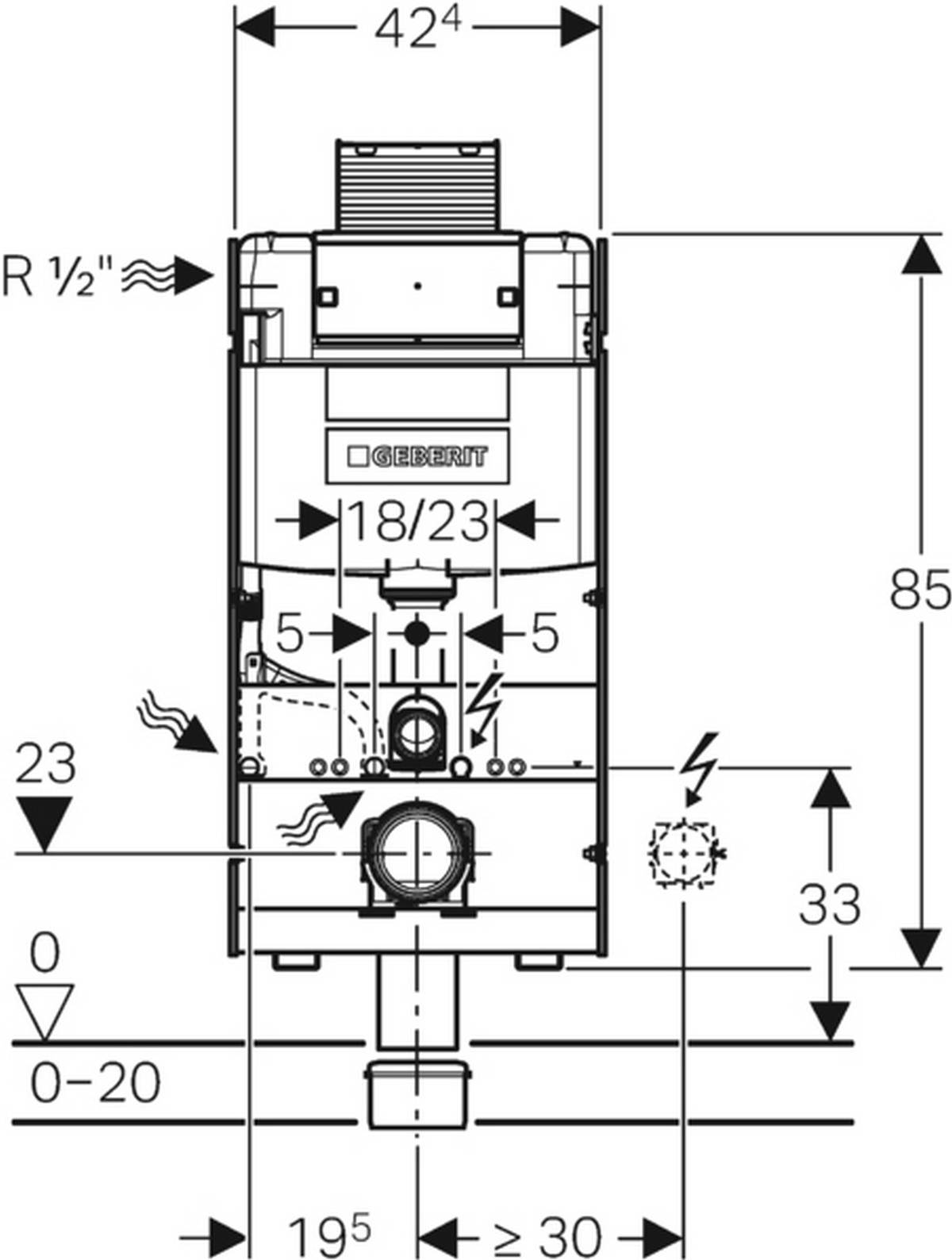 Geberit GIS WC-Element mit Omega UP-Spülkasten, Bauhöhe 1000 mm