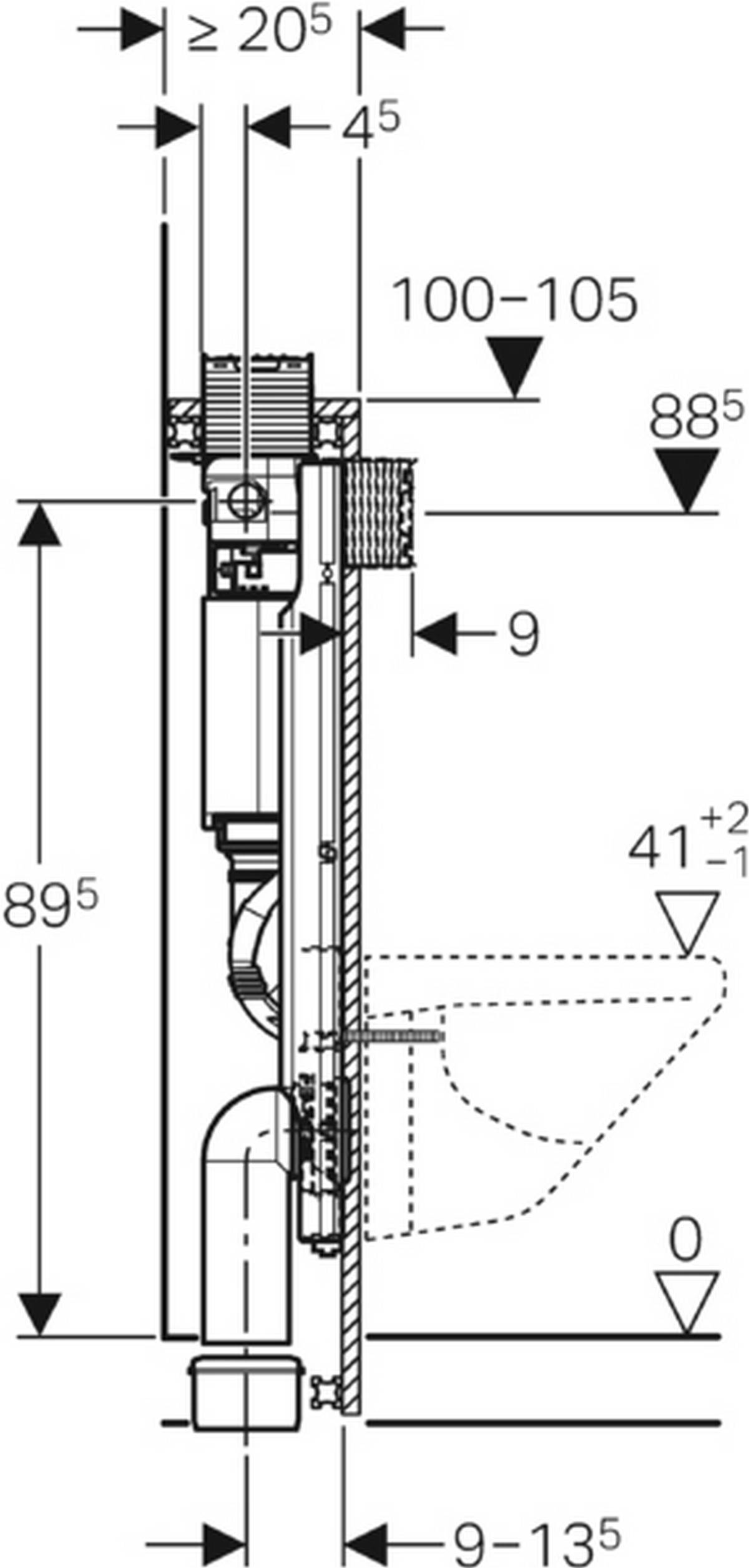 Geberit GIS WC-Element mit Omega UP-Spülkasten, Bauhöhe 1000 mm