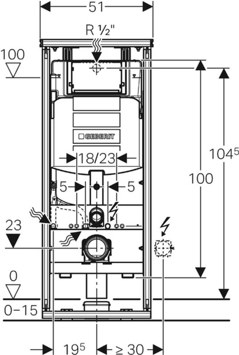 Geberit GIS WC-Eckmodul mit Sigma UP-Spülkasten, Bauhöhe 1140 mm