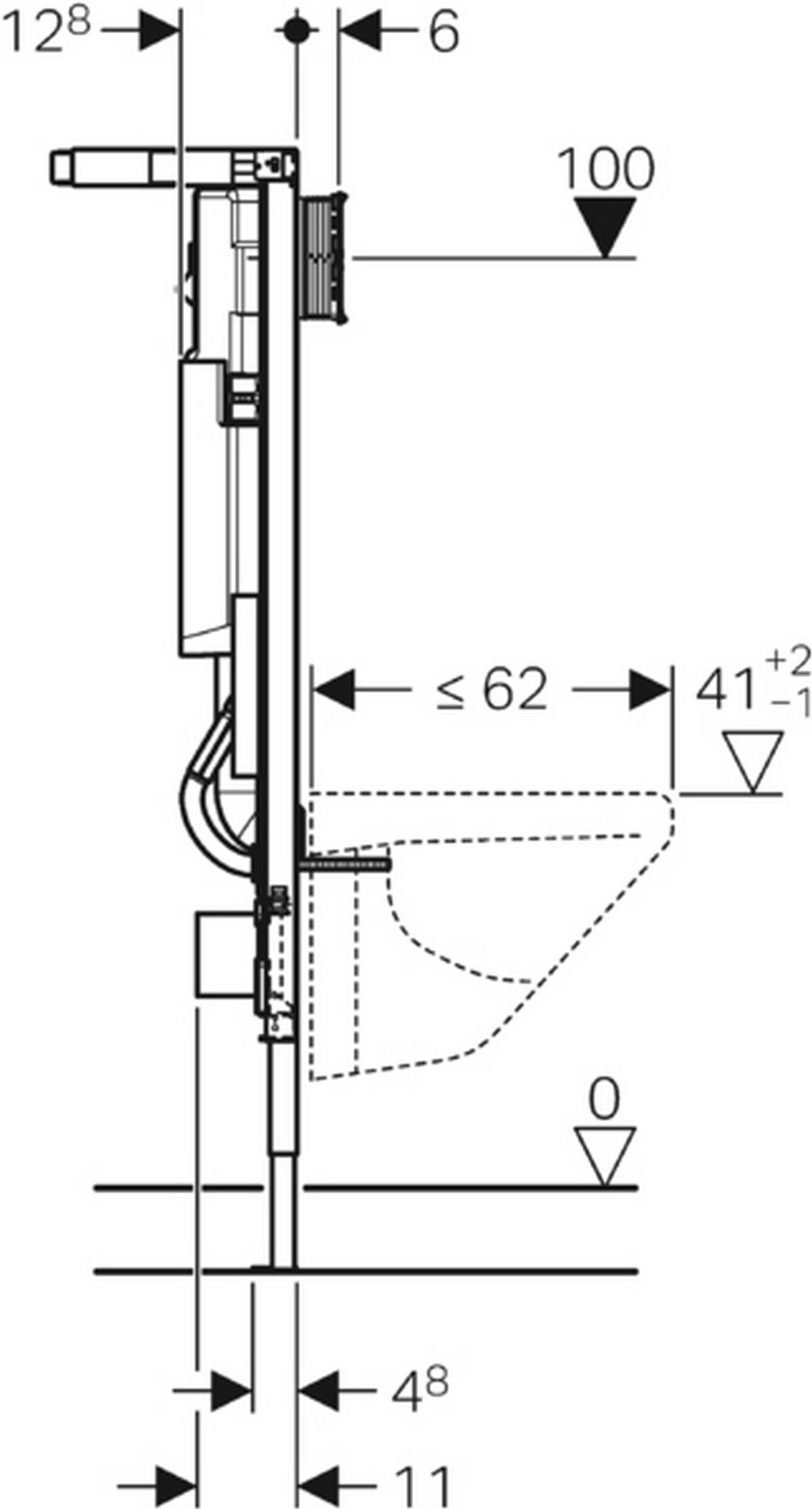Geberit Duofix WC-Eckelement Sigma UP-Spülkasten 120mm, Betätigung von vorne, Bauhöhe 1120 mm