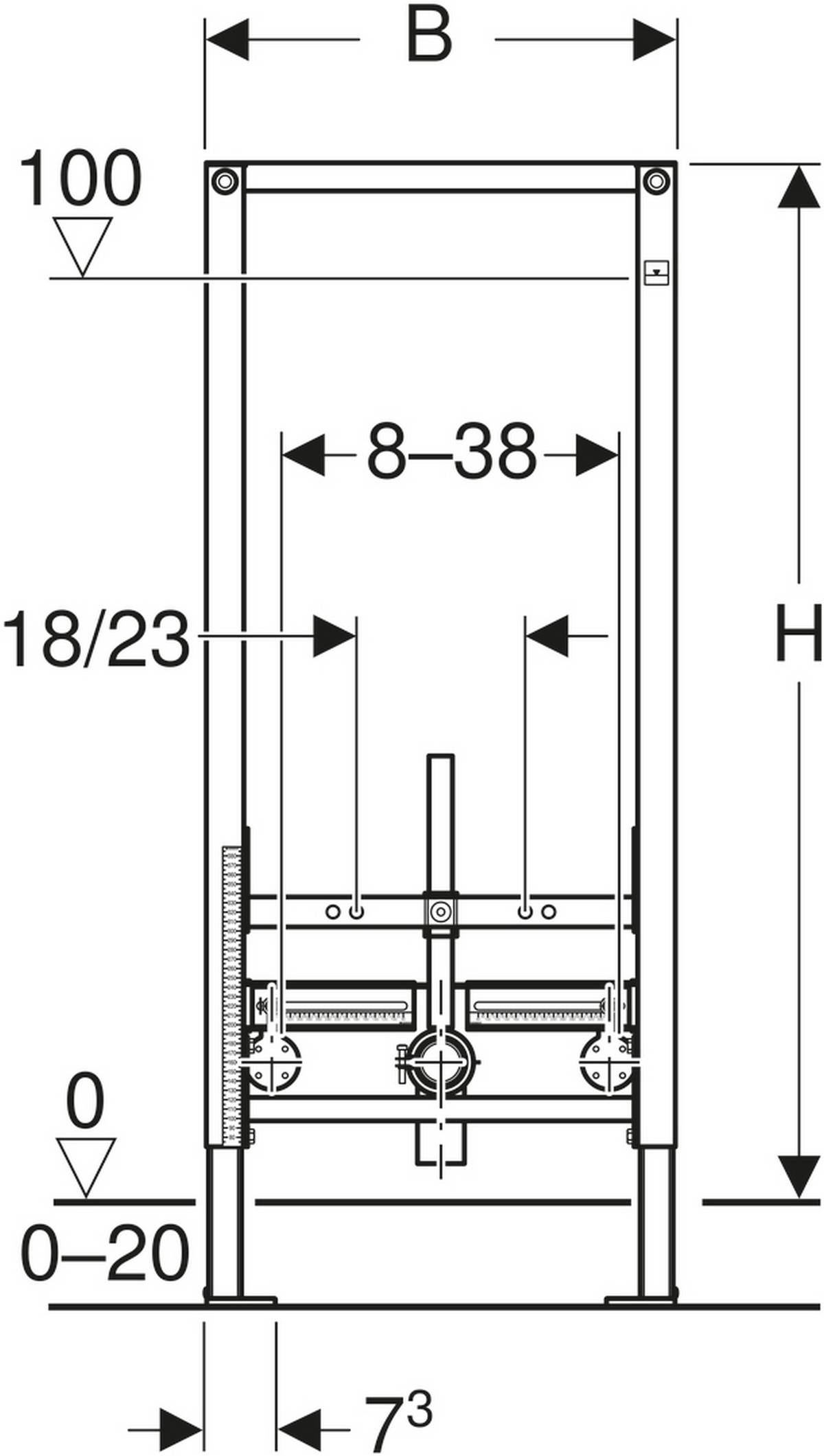 Geberit Duofix Bidet-Element für Einlocharmatur, Bauhöhe 1120 mm
