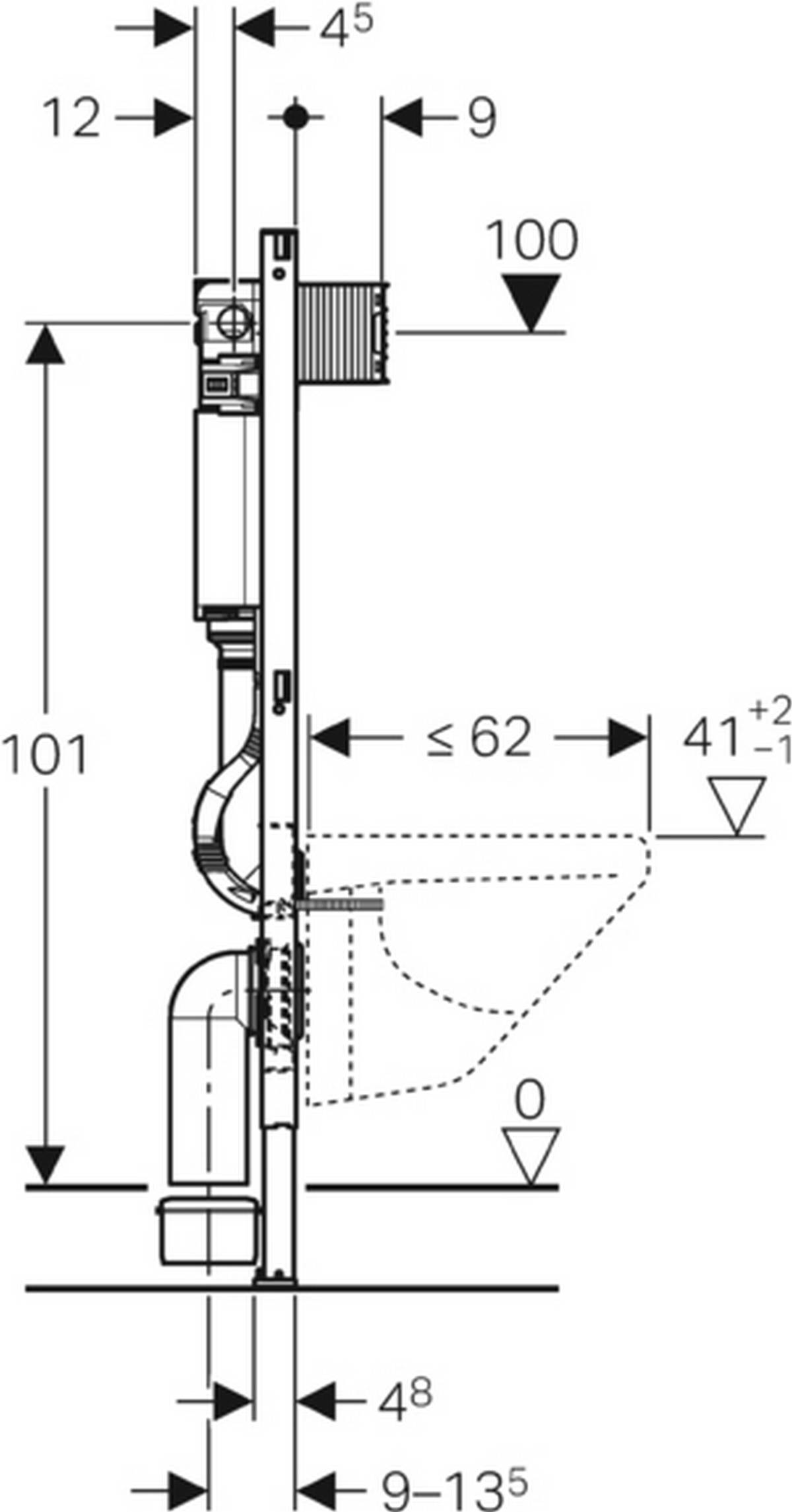 Geberit Duofix WC-Element mit Omega UP-Spülkasten 120mm, Betätigung vorne, Bauhöhe 1120 mm