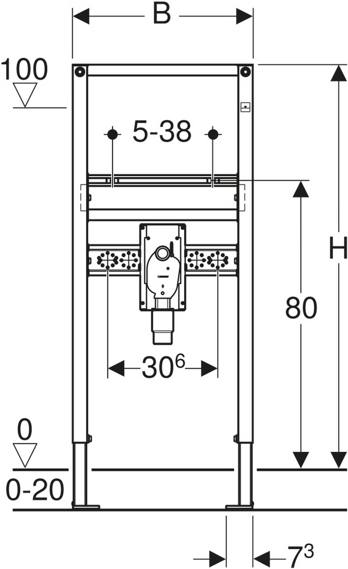 Geberit Duofix élément pour lavabo avec clapet anti-odeur encastré, accessible (sans barrières), pour robinet monotrou,