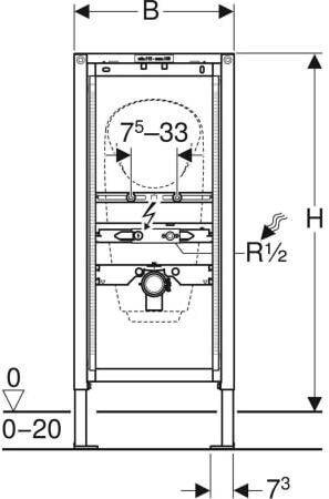 Geberit Duofix Urinal-Element für Aufputz-Druckspüler BH 1120 - 1300mm