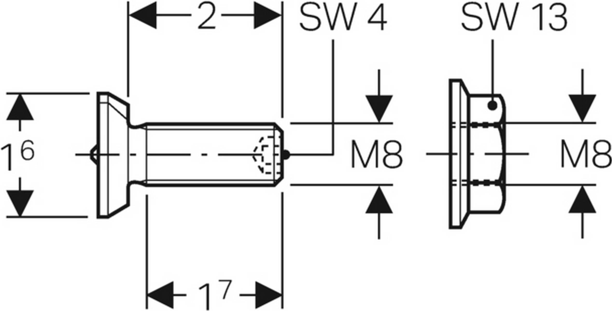 Geberit GIS Drehrastbolzen verzinkt, mit Gewinde M8