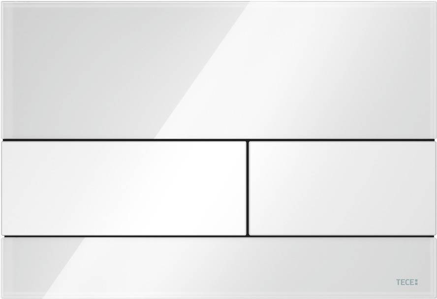 TECEsquare WC-Betätigungsplatte f. 2-Mengentechnik Glas weiß Tasten weiß