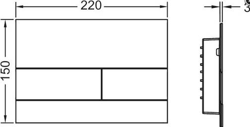 TECEsquare WC-Betätigungsplatte f. 2-Mengentechn. Gl we T. ES gebürstet