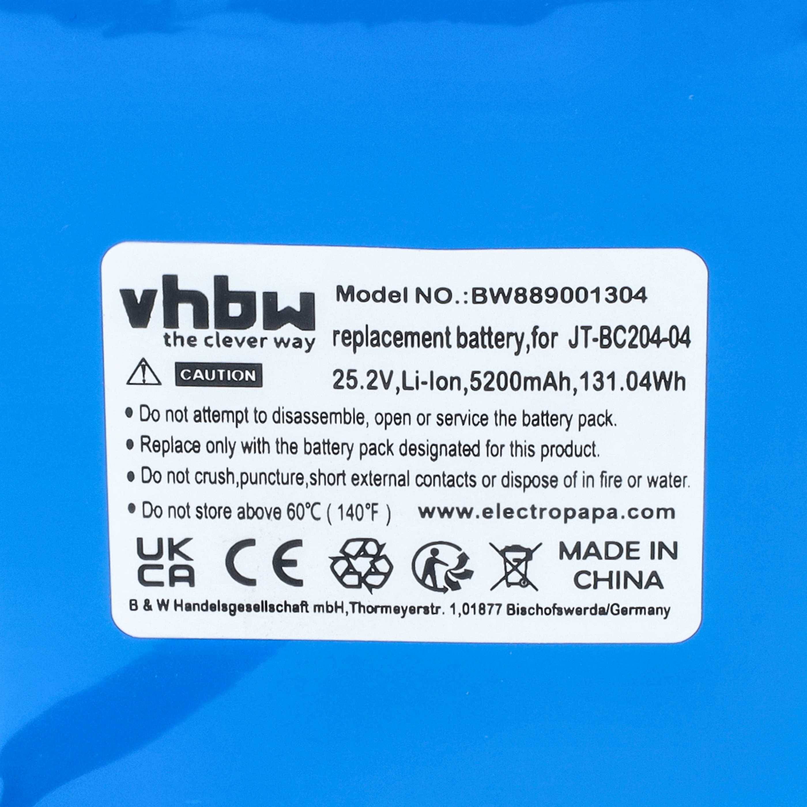 vhbw Akku kompatibel mit Jetech JT-BC204 | Hoverboard 25.2 V E-Scooter, Hoverboard (5200 mAh, 25,2 V, Li-Ion)