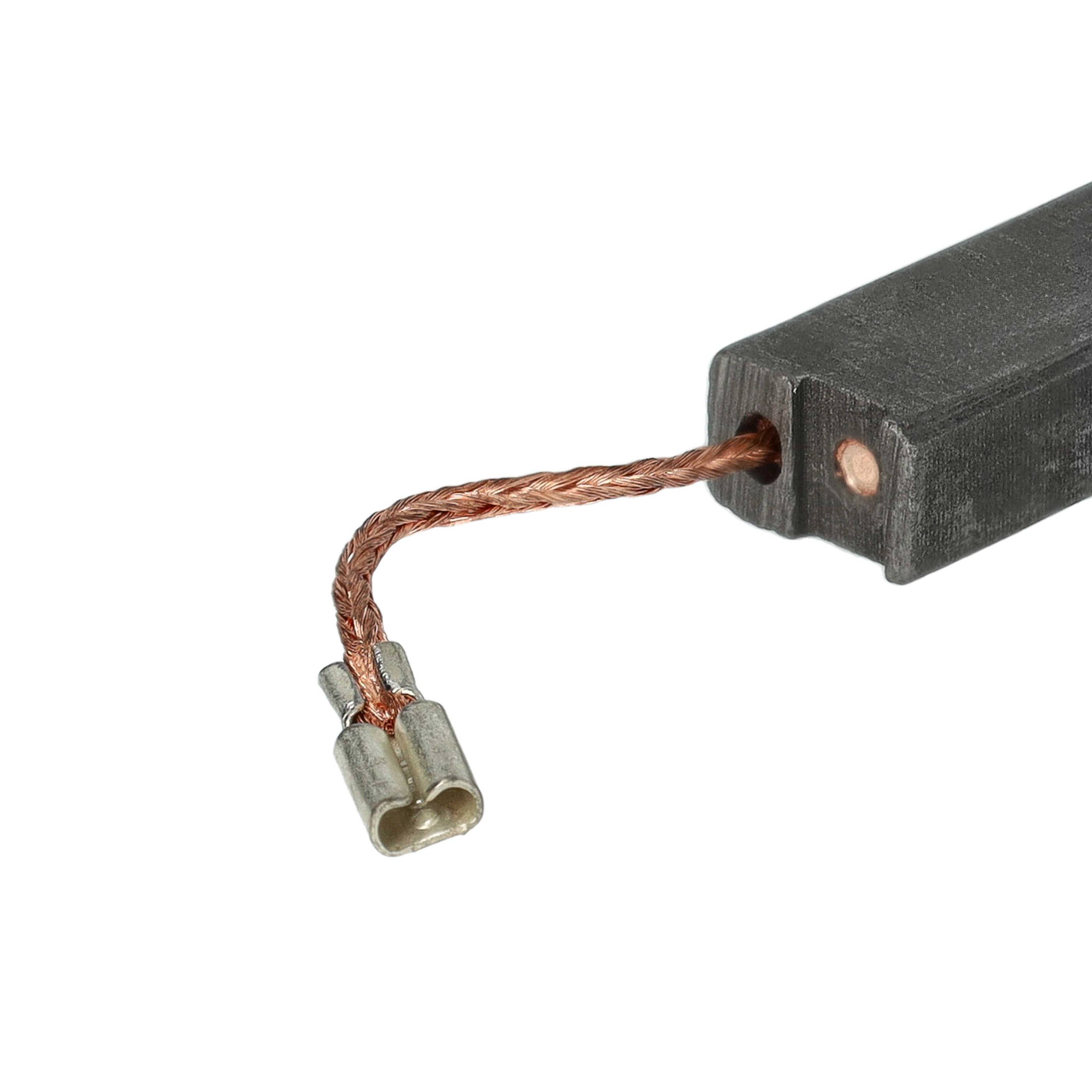 Eine Kohlebürste mit angeleiertem Kupferlitzendraht, die in Elektromotoren zur Stromleitung zwischen stationären und rotierenden Teilen verwendet wird.