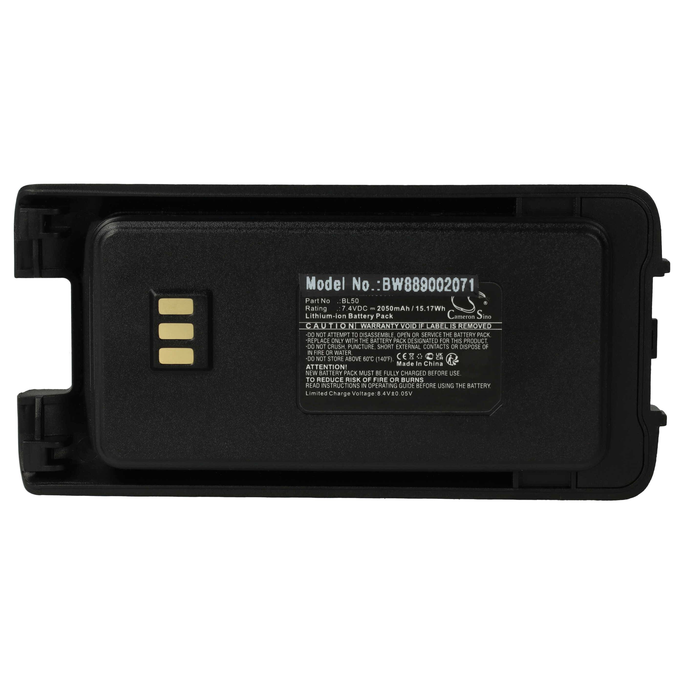 vhbw Akku kompatibel mit Tetevis RT50 Funkgerät, Walkie Talkie (2050 mAh, 7,4 V, Li-Ion)