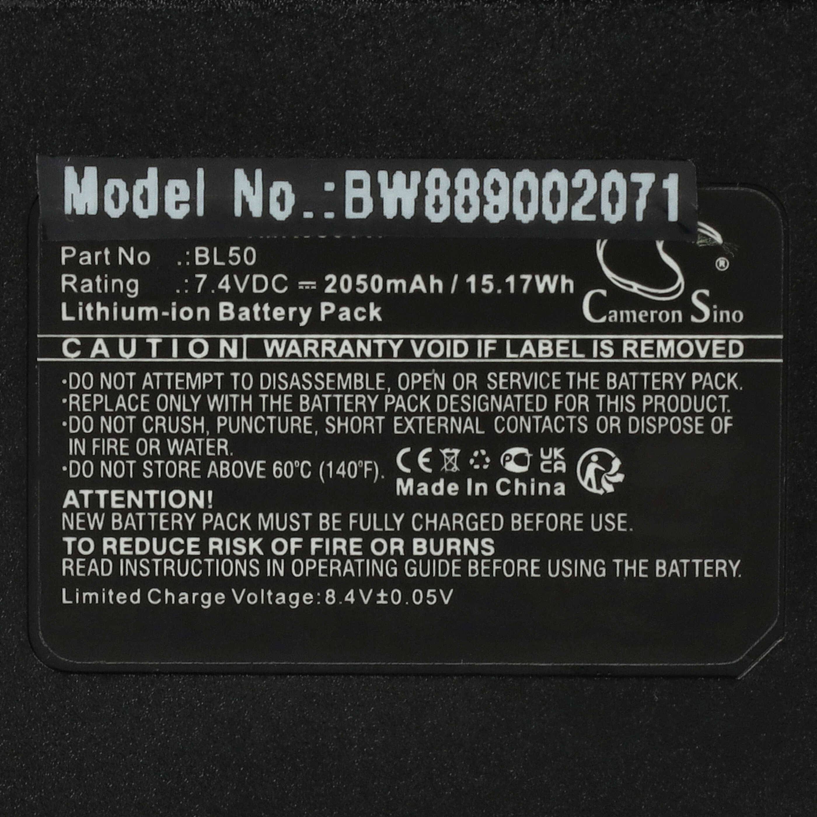 vhbw Akku Ersatz für Harico BL50 für Funkgerät, Walkie Talkie (2050 mAh, 7,4 V, Li-Ion)