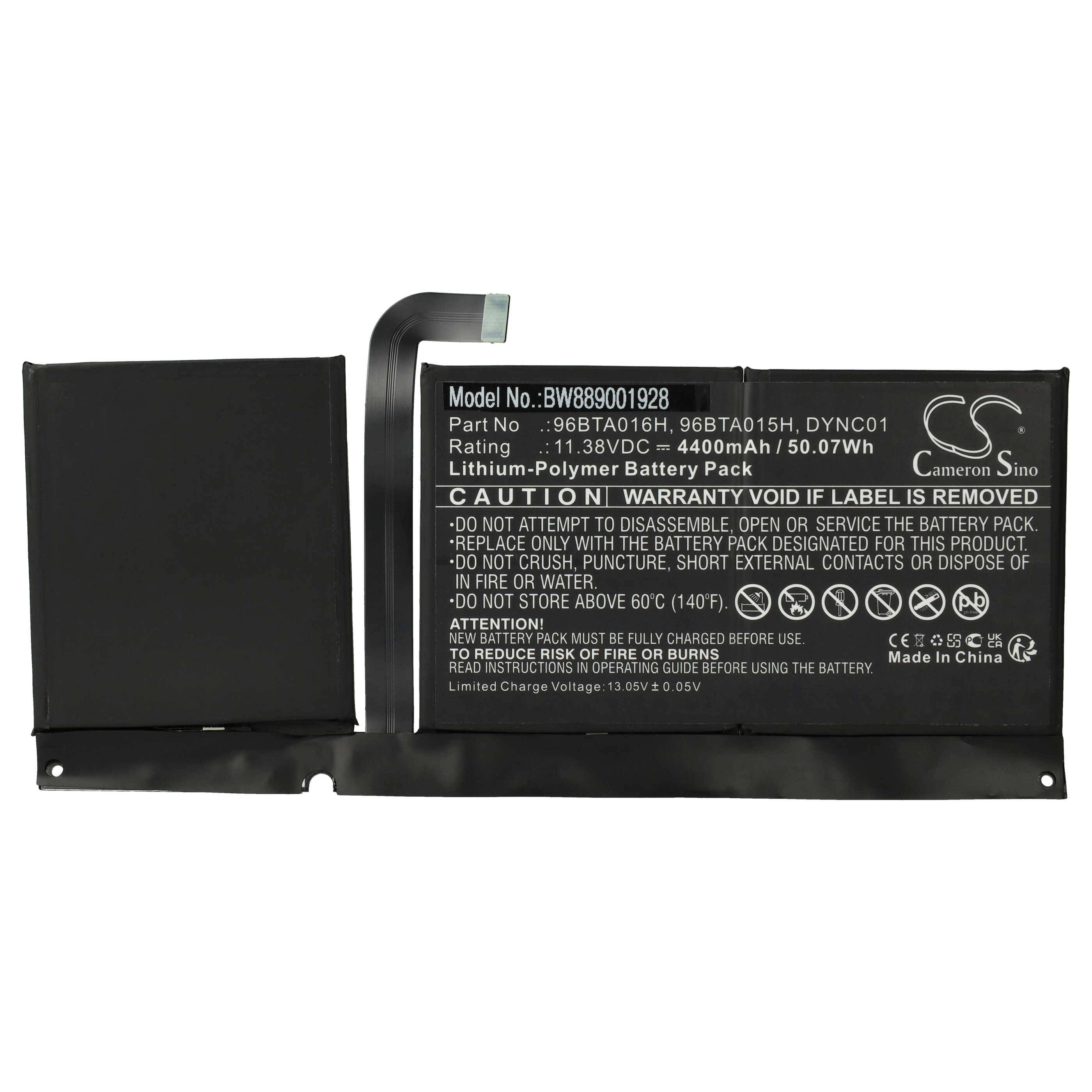 vhbw Akku Ersatz für Microsoft DYNC01, 96BTA016H, 96BTA015H für Notebook (4400 mAh, 11,38 V, Li-Polymer)