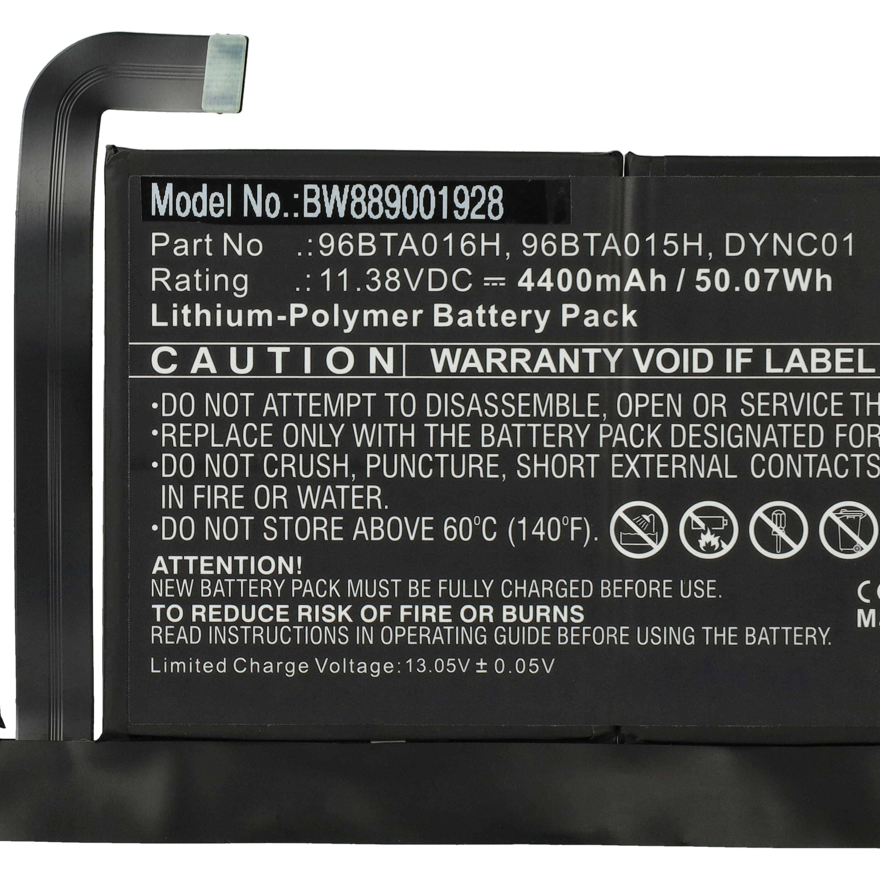 vhbw Akku Ersatz für Microsoft DYNC01, 96BTA016H, 96BTA015H für Notebook (4400 mAh, 11,38 V, Li-Polymer)