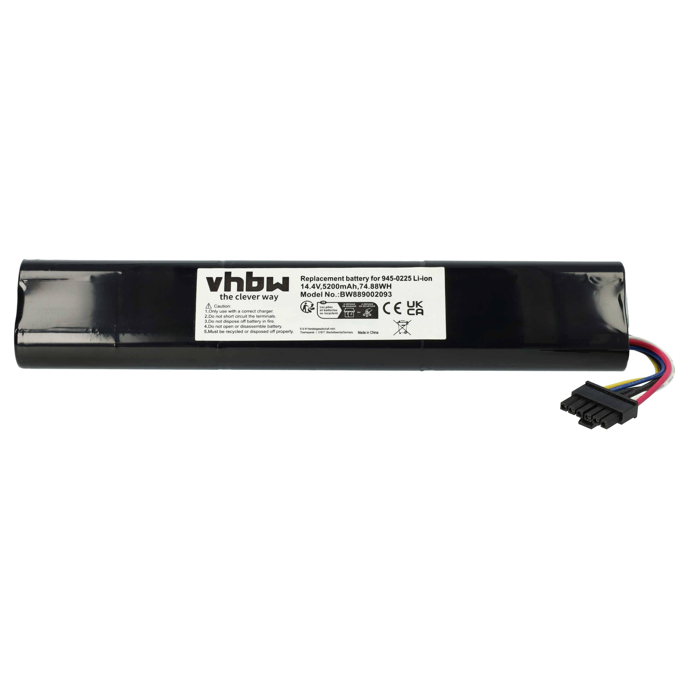 vhbw 1x Akku kompatibel mit Neato Botvac D4 D402 945-0317, D4 945-0407, D4 905-0499 Saugroboter (5200 mAh, 14,4 V, Li-Ion)