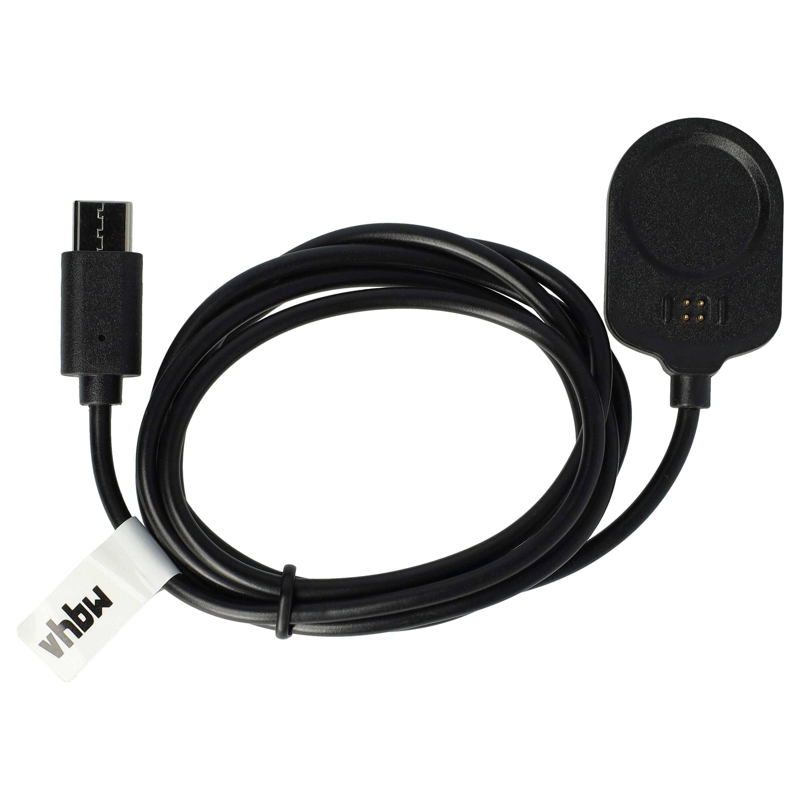 vhbw USB Ladekabel kompatibel mit Garmin MARQ Athlete 2. Generation Smartwatch Fitnesstracker - Dockingstation Schwarz, 100 cm