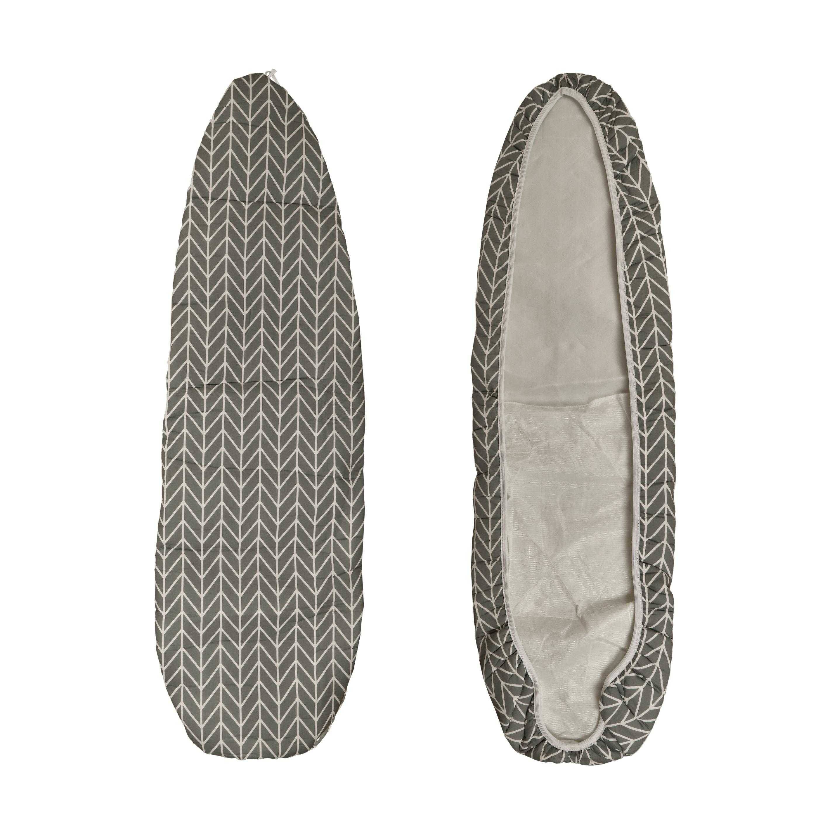 vhbw Bügeltischbezug für Bügelbrett 120 - 123 x 22 - 38 cm, Bügeltisch - Bügelbrettbezug, Grau Weiß