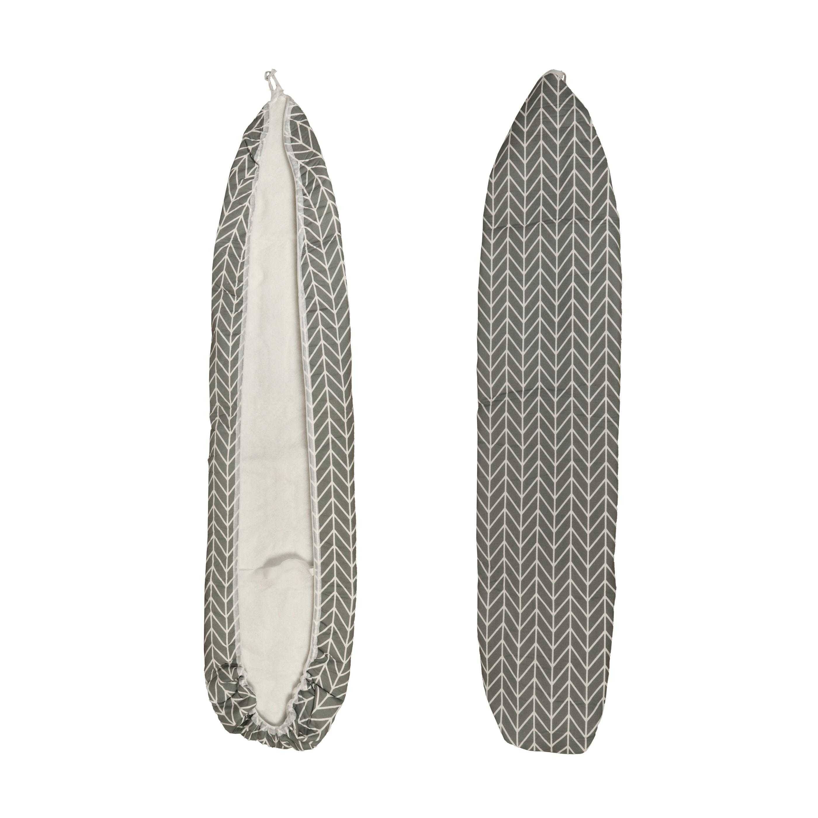 vhbw Bügeltischbezug für Bügelbrett 120 - 125 x 22 - 36 cm, Bügeltisch - Bügelbrettbezug, Grau Weiß