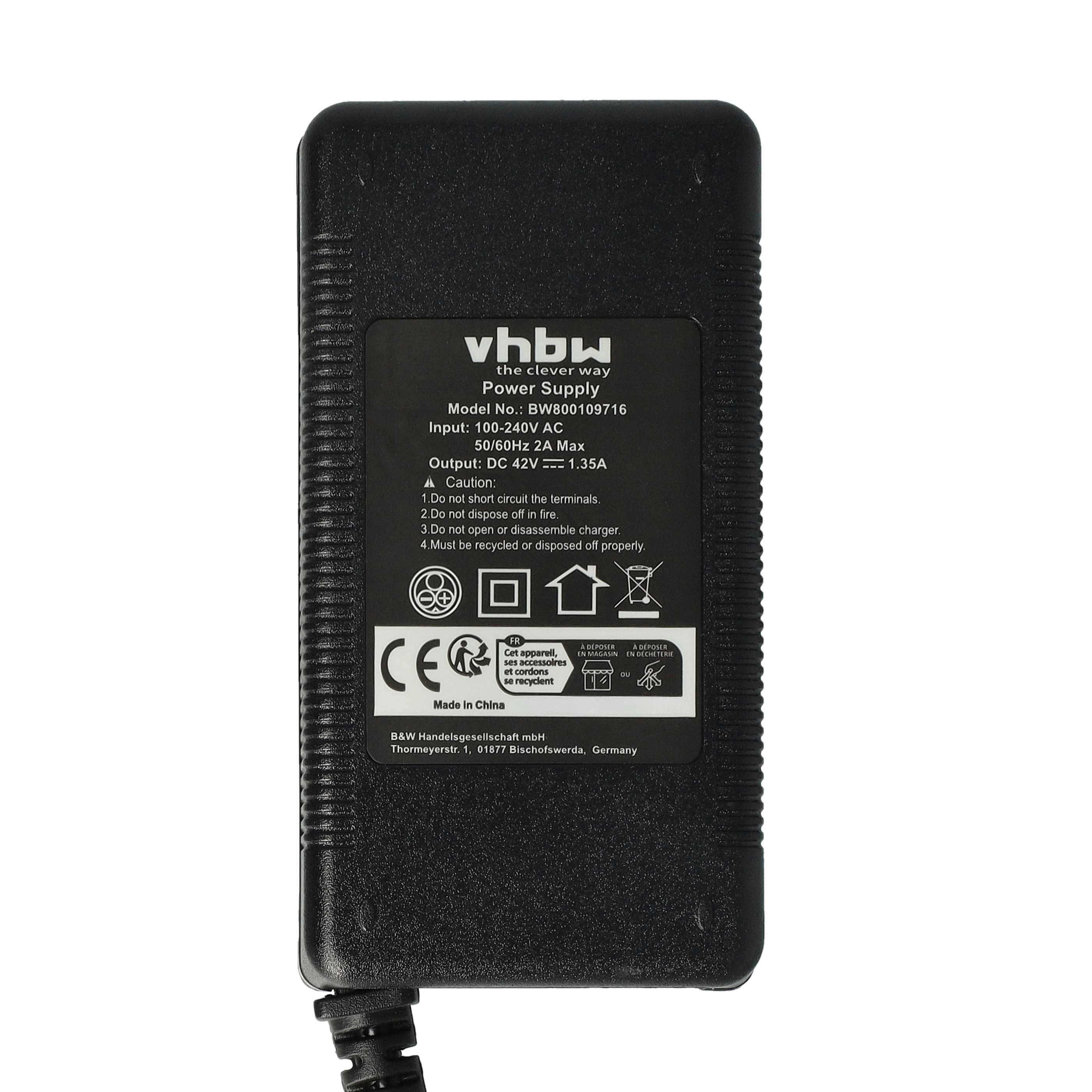 vhbw Ladegerät kompatibel mit Ortler Alley Caravan Light 20, Garda Fahrradakkus, E-Bike - Für 36 V Li-Ion Akkus, mit XLR Anschluss 60 W