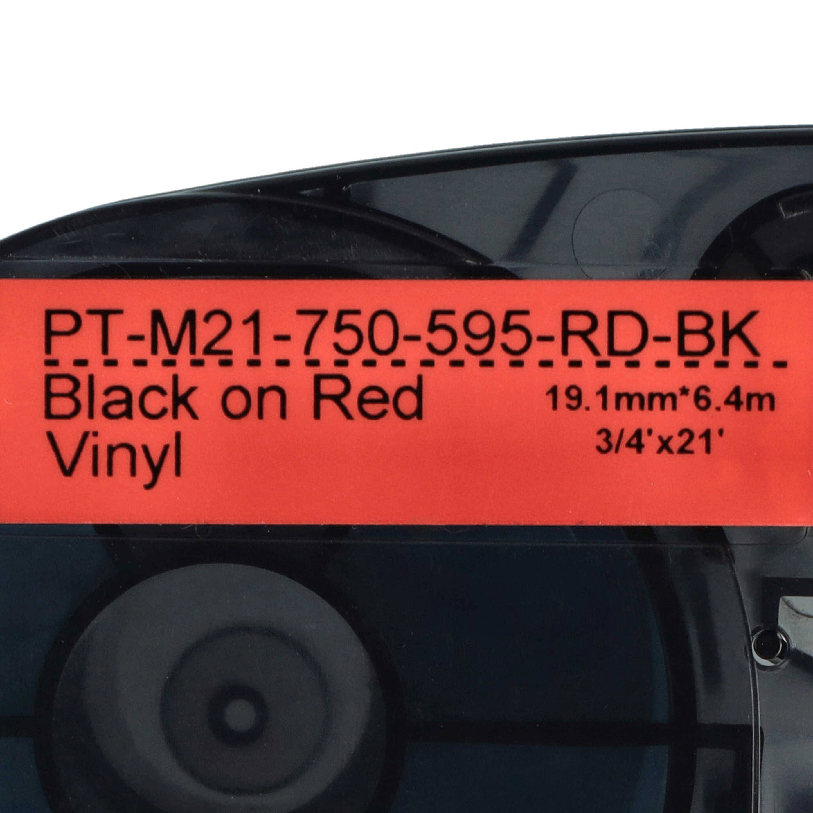 vhbw Schriftband-Kassette Ersatz für Brady M21-750-595-RD-BK, M21-750-595-RD für Etiketten-Drucker 6,4m x 19,05mm Schwarz auf Rot
