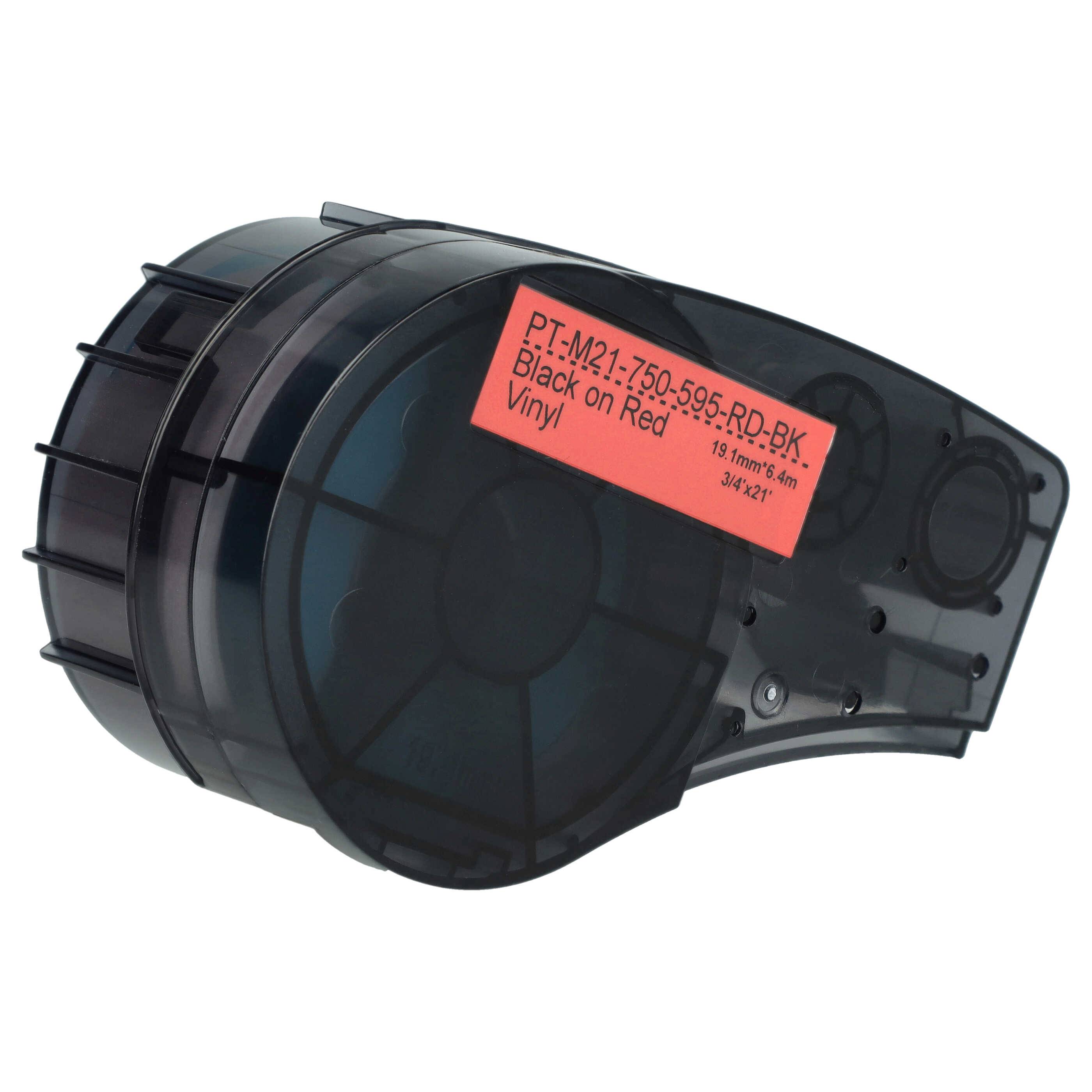 vhbw Schriftband-Kassette Ersatz für Brady M21-750-595-RD-BK, M21-750-595-RD für Etiketten-Drucker 6,4m x 19,05mm Schwarz auf Rot