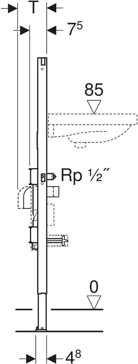 Geberit Duofix Waschtisch-Element 1120 mm für Standarmatur mit 2 Wasserzählerstecken