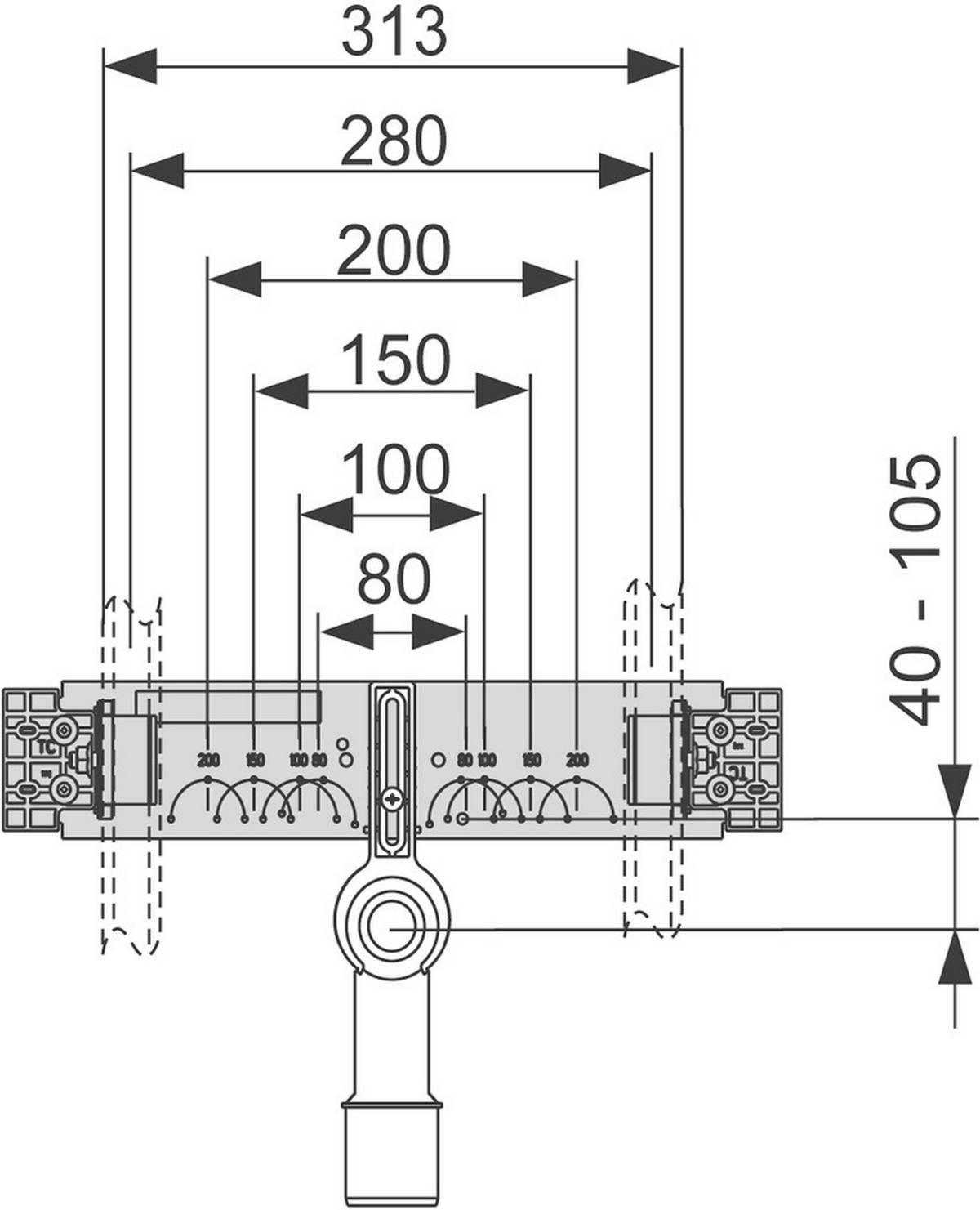TECE profil Anschlusseinheit für Waschtisch