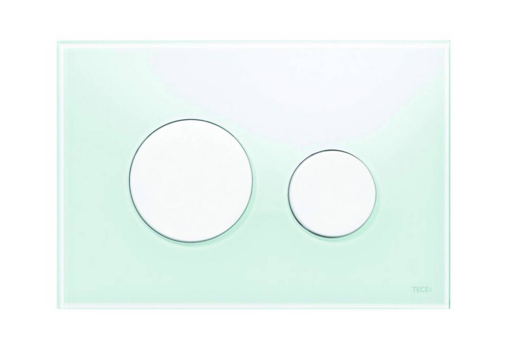 Plaque de commande TECEloop pour WC, technique à 2 débits, verre blanc, boutons blancs