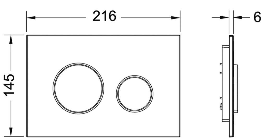 TECEloop WC-Betätigungsplatte f. 2-Mengentechnik Glas weiß Tasten weiß